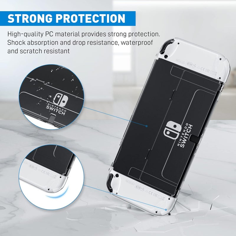 FANPL [Improved Version] Dockable Clear Case for Nintendo Switch OLED 2021, Protective Case Cover for Switch OLED and Joy Con Controller - Strong and Durable, Not Easy to Fall Off (Clear) - Image 2